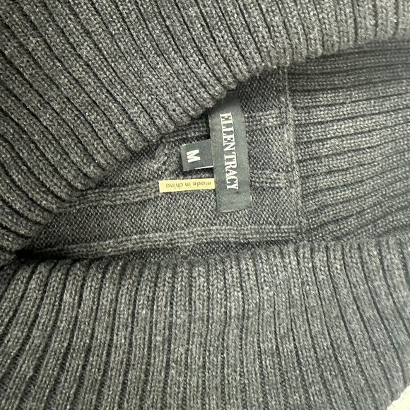 Ellen Tracy Gray Cable Knit Sweater Dress With Buckle Detail Size Medium - Picture 2 of 9